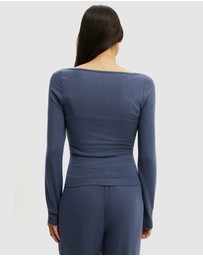 Cotton On Body - Super Soft Boat Neck Henley Long Sleeve Top