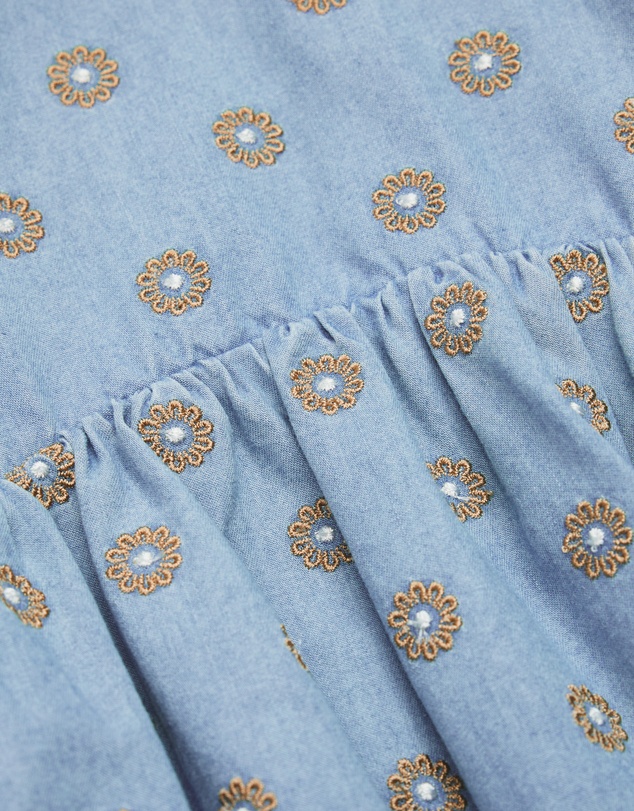 Country Road - Short Sleeve Chambray Embroidered Romper