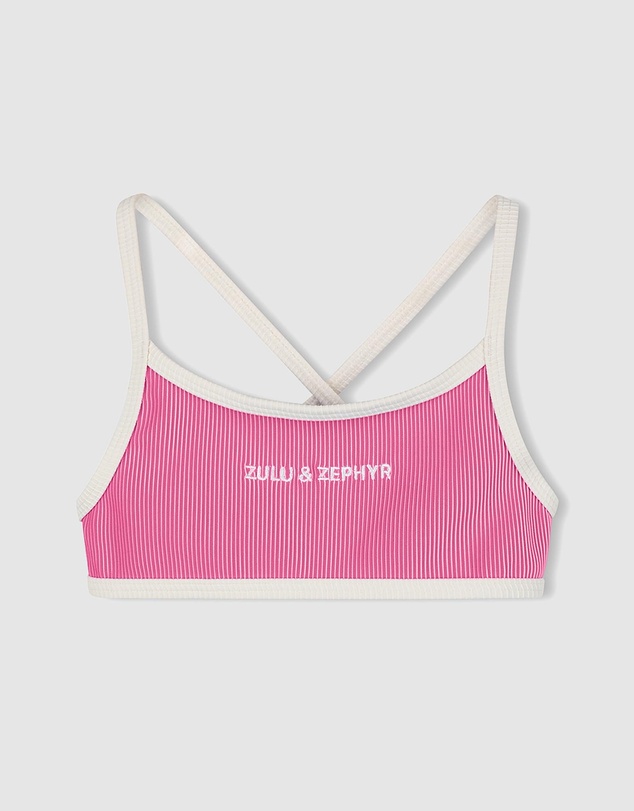 Zulu & Zephyr Mini - Mini Stripe Rib Logo Bikini Top - Kids