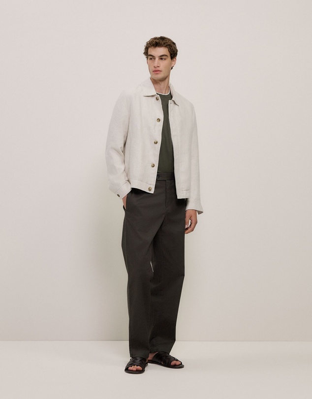Trenery - Mercerised Cotton Layered T-shirt in Dark Olive