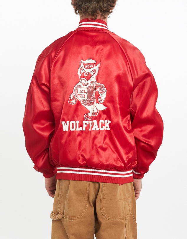 Vintage by The Real Deal - Pre Loved - Vintage 80s NCAA NC State Wolfpack Satin Bomber Jacket