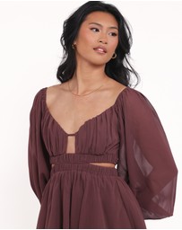 Petal & Pup - Katniss Long Sleeve Mini Dress - Chocolate