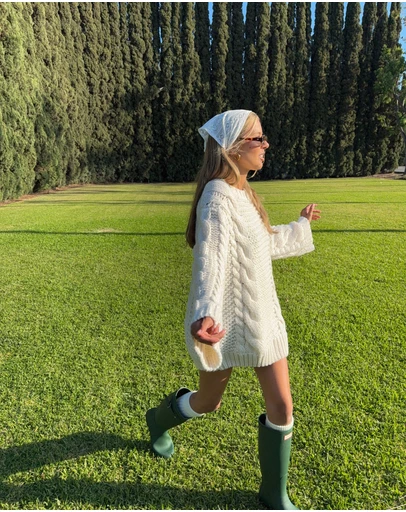Beginning Boutique - Thursdays Cream Cable Knit Sweater Dress