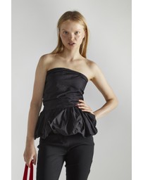 Glamorous - Ruched Puffball Peplum Strapless Top
