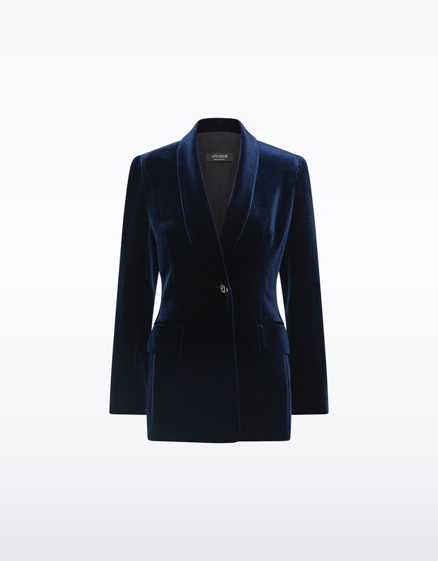 Carla Zampatti - Navy Velvet Shawl Collar Jacket
