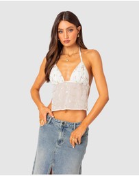 EDIKTED - Embroidered Open Back Top