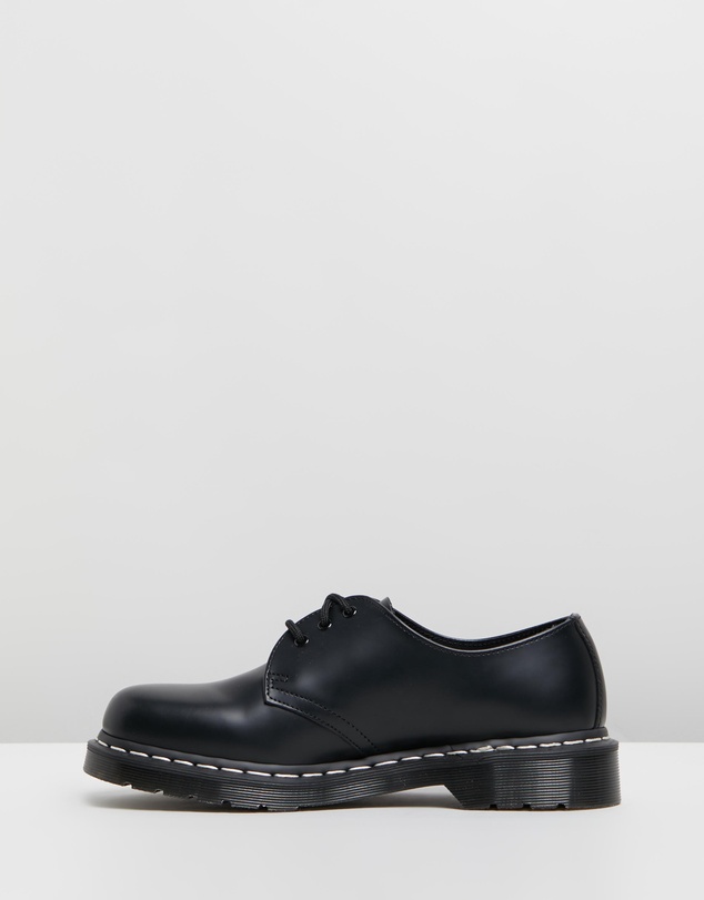 Dr Martens - Unisex 1461 White Stitch 3-Eye Shoes