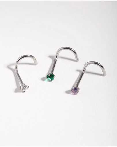 Lovisa - Surgical Steel Classic Gem Nose Stud Pack