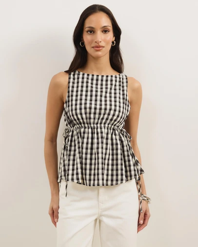 Atmos&Here - Greta Gingham Peplum Top