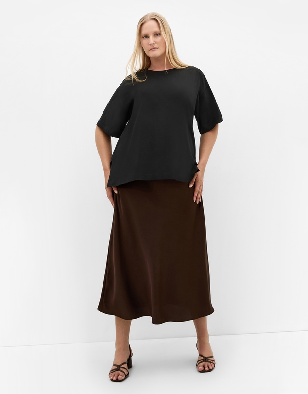 City Chic - Plus size Oversized Split Tee - black