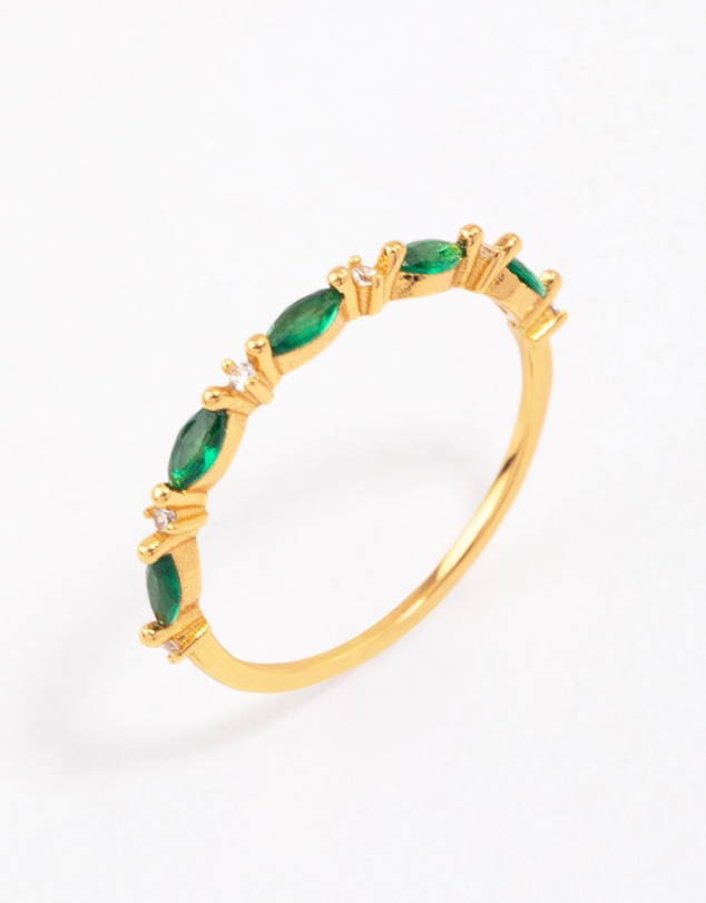 Lovisa - Gold Plated Sterling Silver Marquise Round Cubic Zirconia Ring