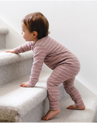 Kynd Baby - Organic Cotton Waffle in Woodrose Stripe