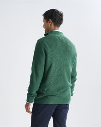 3 Wise Men - 3 Wise Men Frost Zip Neck Wool Blend Knit - Green