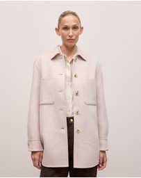 Trenery - Brushed Wool Shacket in Oatmeal Marle