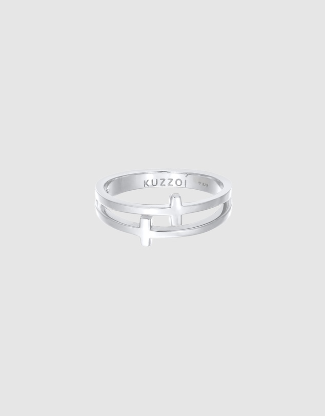Kuzzoi - ICONIC EXCLUSIVE - Cross Band Ring in 925 Sterling Silver
