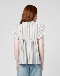 MVN - Printed Ruffle Sleeve Top
