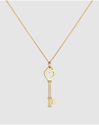 Elli Jewelry - Necklace Heart Key 925 Sterling Silver Gold Plated