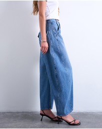 TOPSHOP - Horseshoe Mid Rise Barrel Leg Jeans
