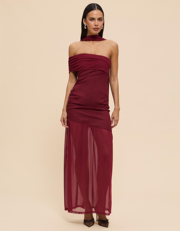 CHANCERY - Bree One Shoulder Self Scarf Maxi Dress