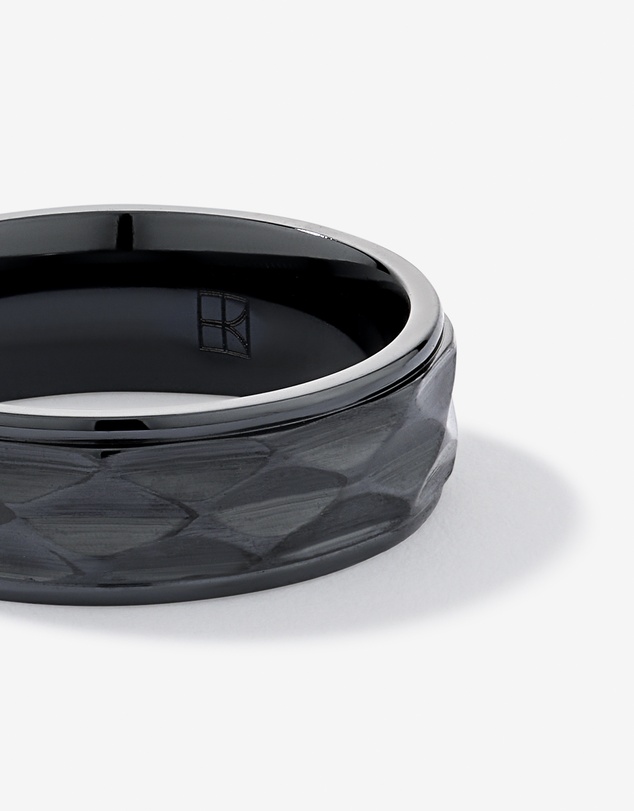 Michael Hill - 7mm Patterned Wedding Band in Black Titanium