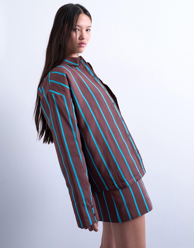 TOPSHOP - Co-ord Quilted Oversized Stripe Shirt
