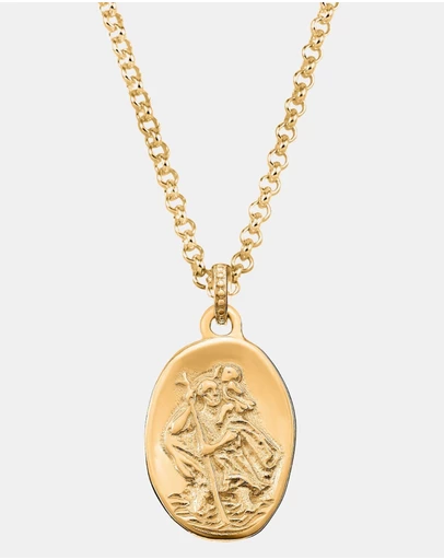 Dower & Hall - Men's St. Christopher Talisman Necklace In Gold Vermeil