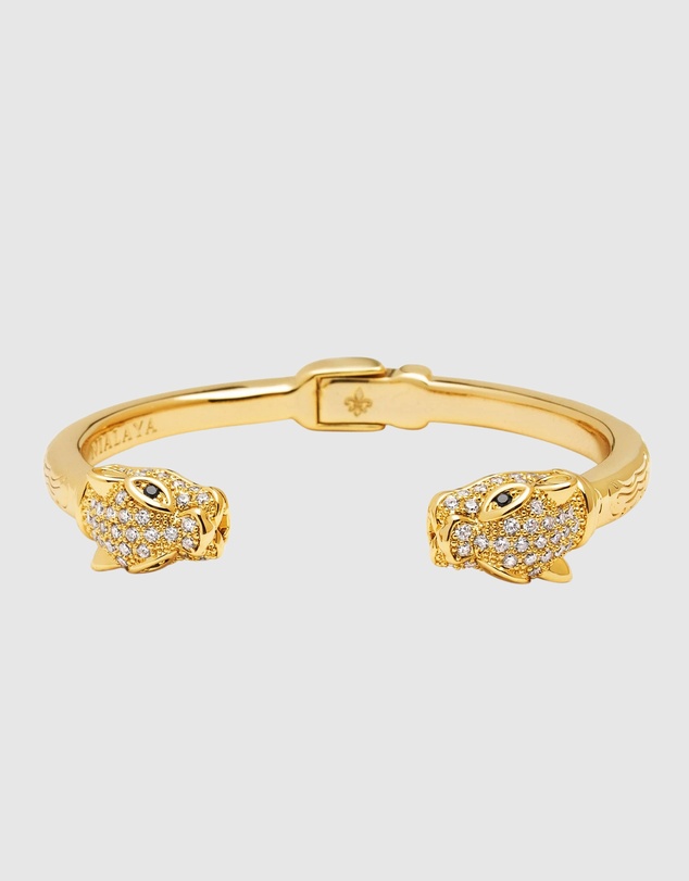 Nialaya Jewellery - Women's CZ Panther Bangle in Gold