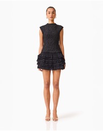 Elliatt - Alexandra Tiered Mini Dress in Black