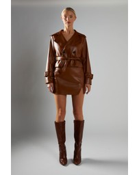 Glamorous - Short belted PU Trench Jacket