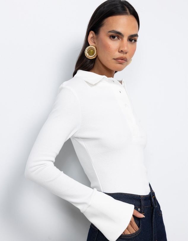 AERE - Indie LS Rib Polo Top