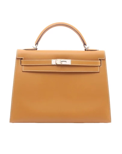 Hermes - Pre-Loved HERMES Kelly 32 Handbag Chamonix leather leather Chamonix leather Brown Natural Used Women