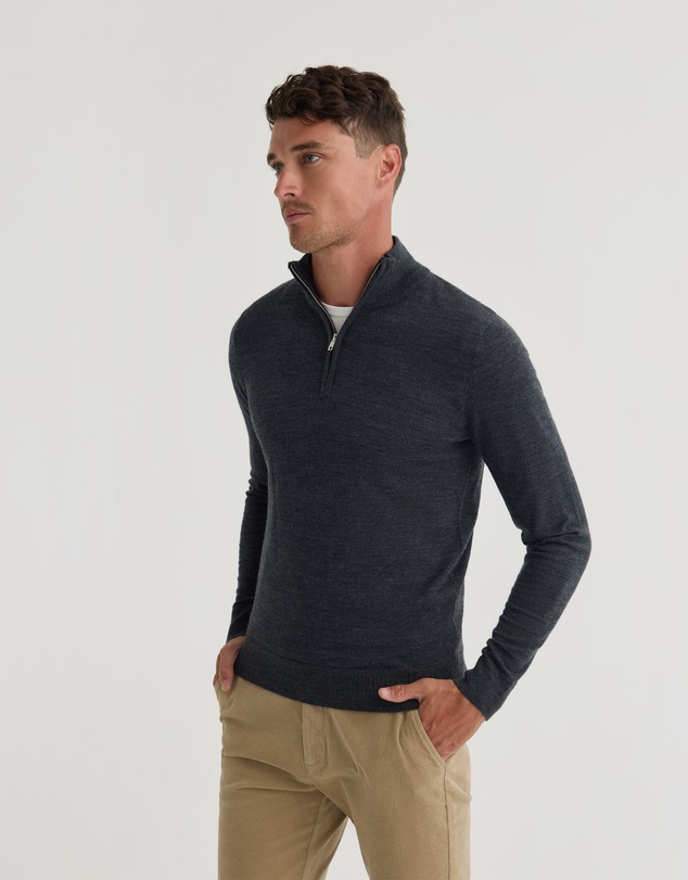 Oxford - Merino Zip Neck Pure Wool Pullover