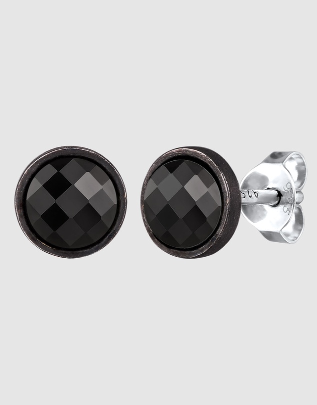 Kuzzoi - ICONIC EXCLUSIVE - Crystal Stud Earrings in Oxidised 925 Sterling Silver