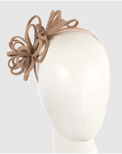 Max Alexander - Felt Beige Loops Fascinator
