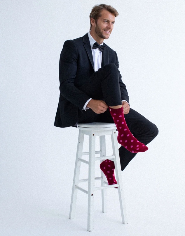 Swanky Socks - Maroon Medium Pink Polka Dots
