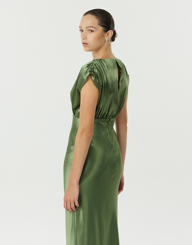 Third Form - Satin Cross Over Gather Dress