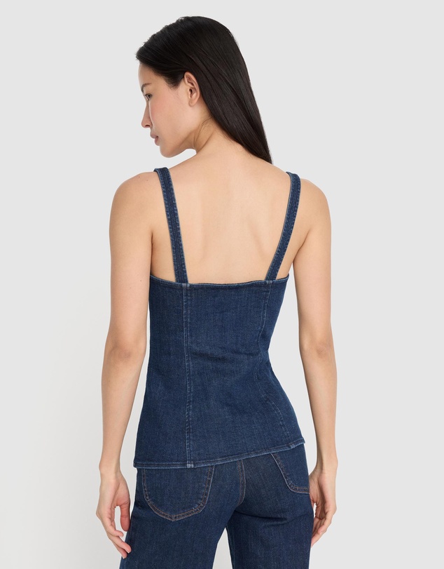 Good American - Sleeveless Denim Button Front
