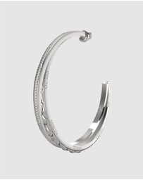 GUESS - Silver-Tone Stylish Guess Hoop Earrings