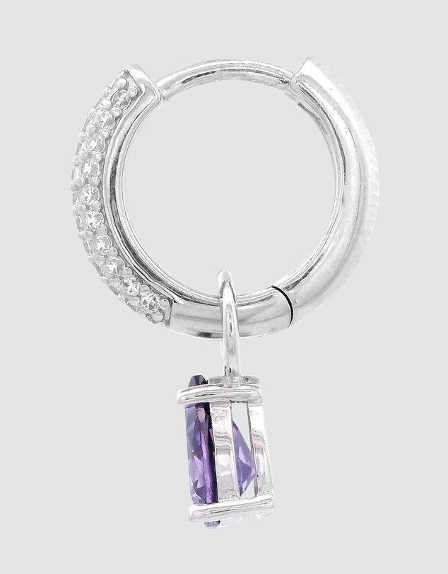 Georgini - GEORGINI WISTERIA DUO PEAR EARRINGS AMETHYST CZ SILVER