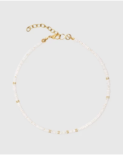 Nialaya Jewellery - Shell Necklace with Gold Details