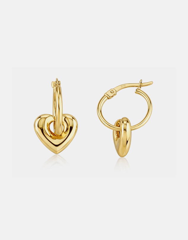 Zoe Olivia - 9K Gold Heart Hoop Earrings