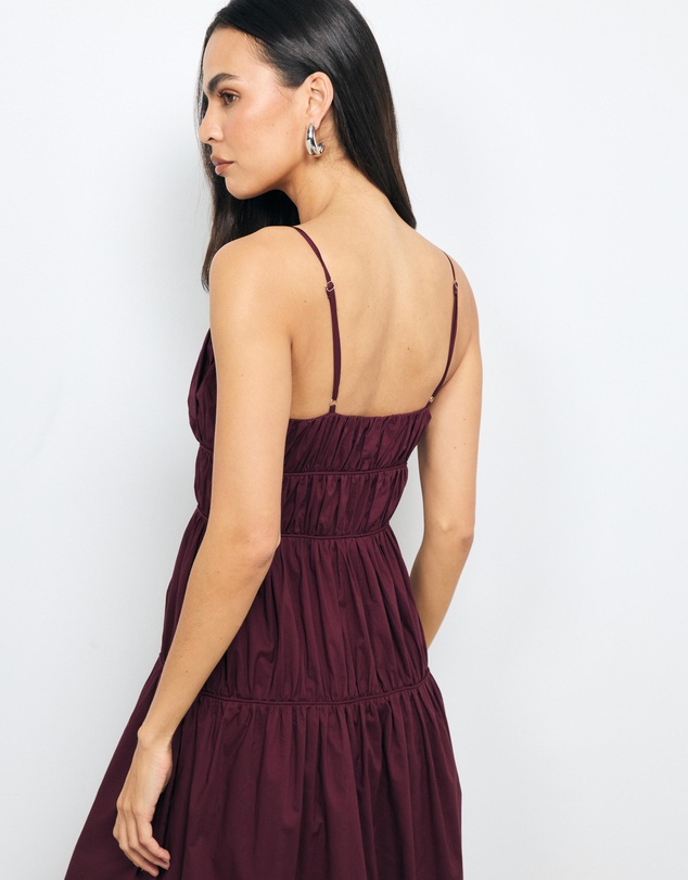 AERE - Lena Gathered Cotton Midi Dress