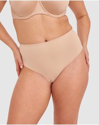 Bras N Things - Microfibre High Waist V String Knicker - Nude