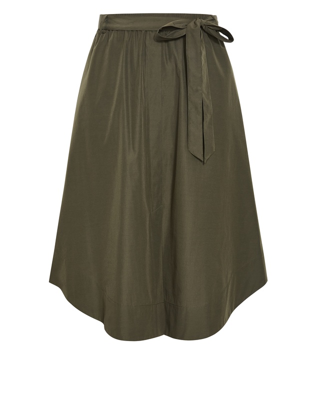 City Chic - Plus size Ally Midi Skirt - khaki