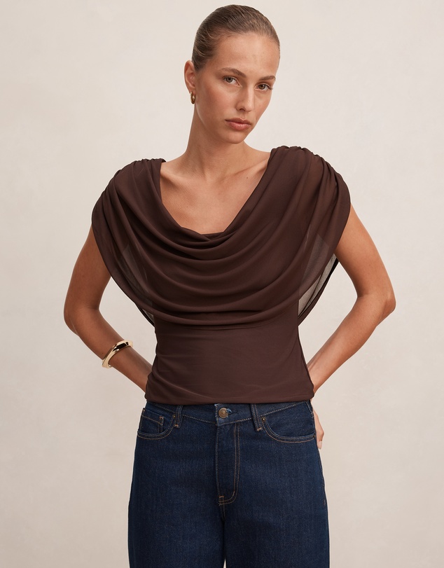 Forever New - Olivia Draped Mesh Cape Top