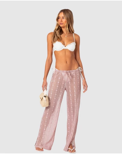 EDIKTED - Embroidered Sheer Lace Pants