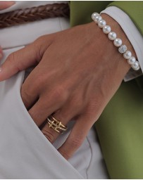 Elli Jewelry - Bracelet with Pearls Ball Synthetic Pearl 925 Sterling Silver Gold-plated