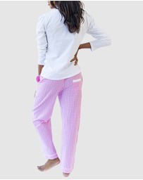 Sant And Abel - Women's Hepburn Gingham Pink Long PJ Pants