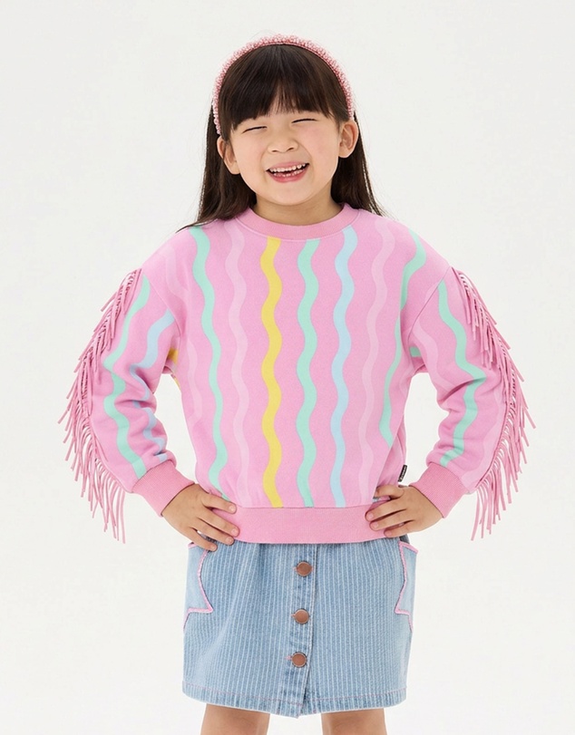 Rock Your Kid - Candy Stripe Funky Fringe Sweatshirt