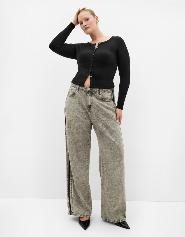 City Chic - Plus size Lily Micro Rib Top - black